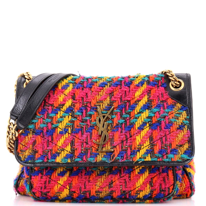 Niki Chain Flap Bag Matelasse Chevron Tweed Medium