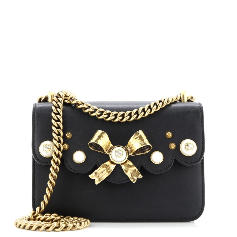 Pearly Peony Chain Shoulder Bag Leather Small