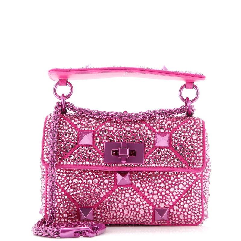 Roman Stud Flap Bag Embellished Suede Small