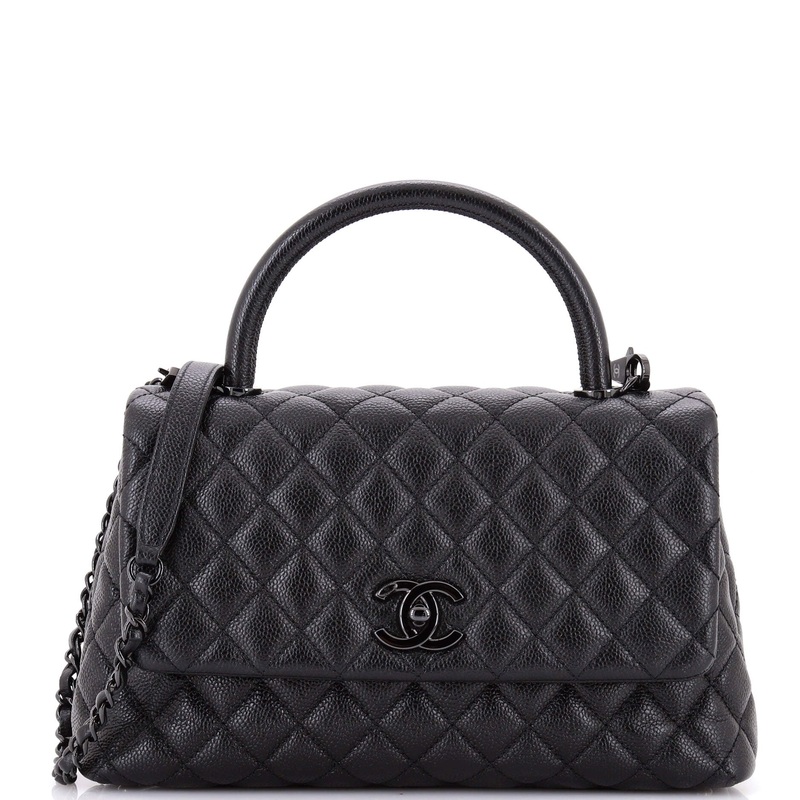 So Black Coco Top Handle Bag Quilted Caviar Small