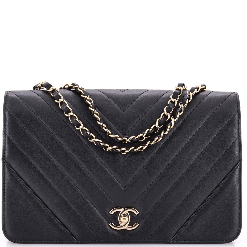 Statement Flap Bag Chevron Calfskin Medium