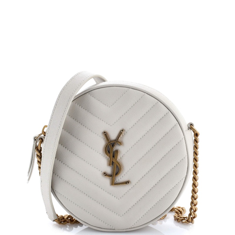 Vinyle Round Camera Bag Matelasse Chevron Leather