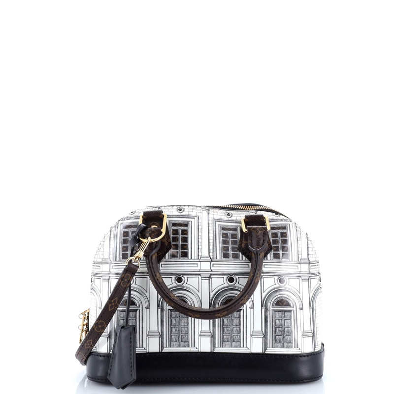 Alma Handbag Limited Edition Fornasetti Architettura Print Leather and Monogram Canvas BB