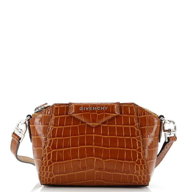 Antigona Crossbody Bag Crocodile Embossed Leather Nano