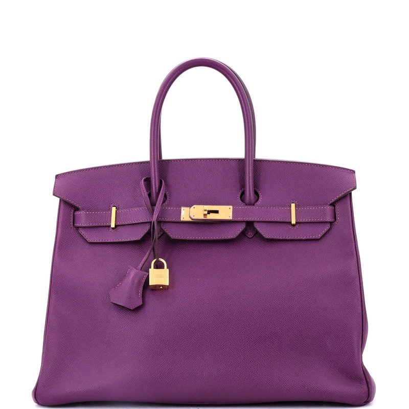 Birkin Handbag Anemone Epsom with Gold Hardware 35