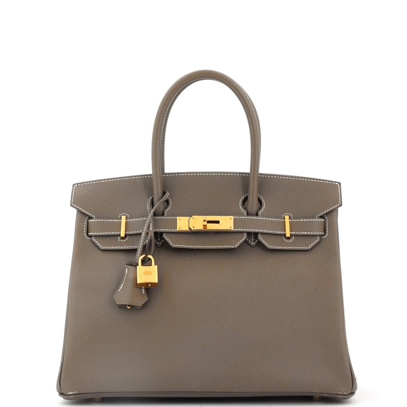 Birkin Handbag Grey Epsom with Gold Hardware 30