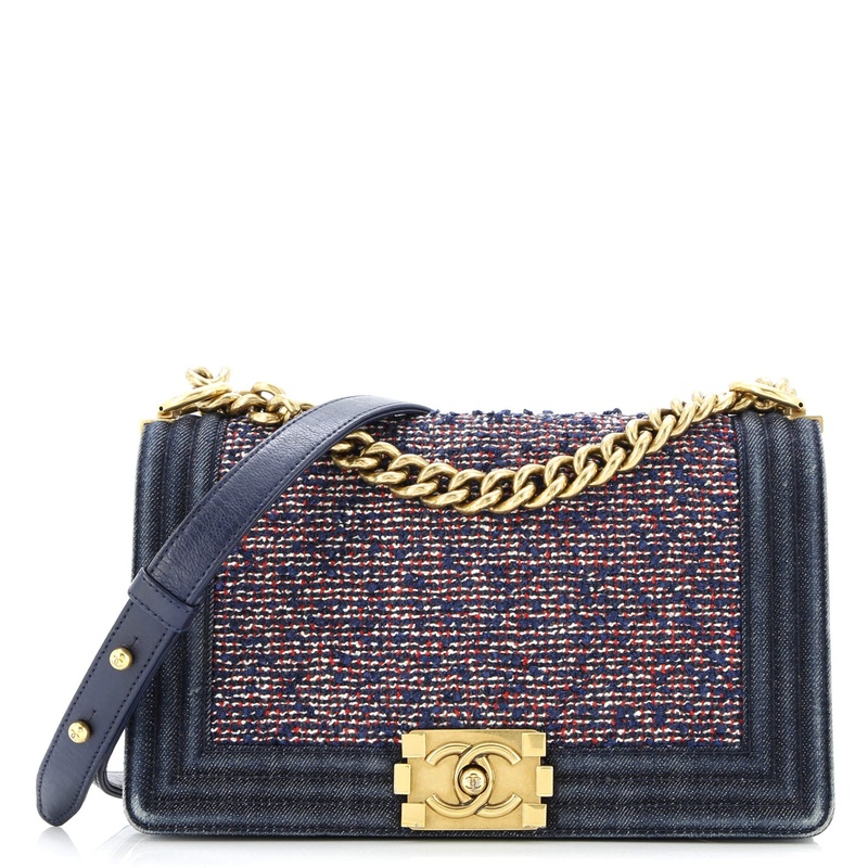 Boy Flap Bag Quilted Tweed With Denim Old Medium