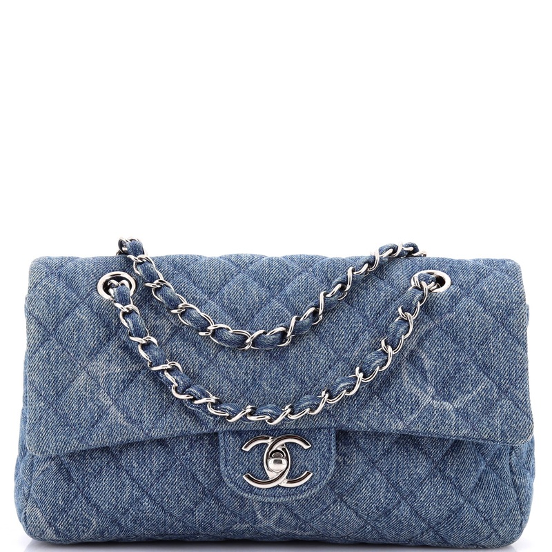 Classic Single Flap Bag Quilted CC Printed Denim Medium