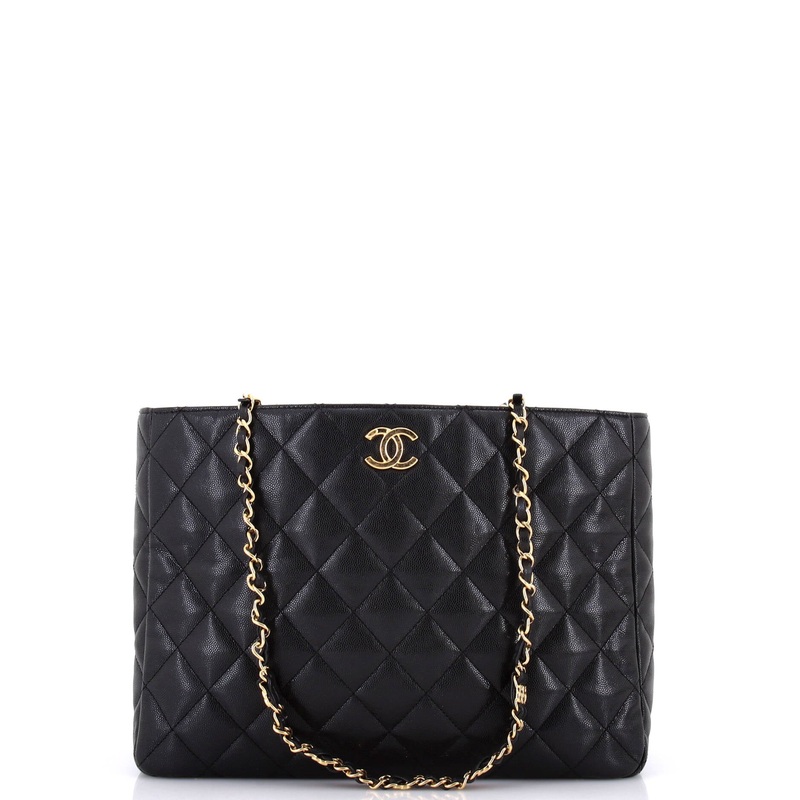 Coco First Shopping Tote Quilted Caviar Small