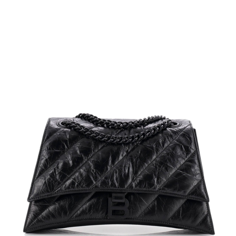 Crush Chain Flap Bag Quilted Crushed Calfskin Medium