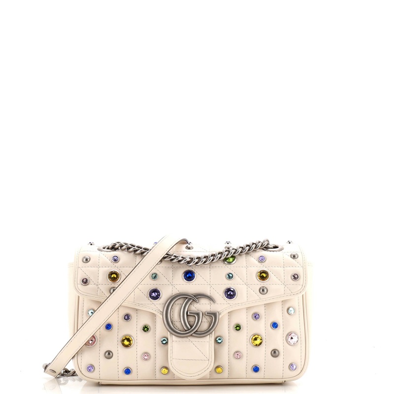 GG Marmont Flap Bag Embellished Matelasse Leather Small