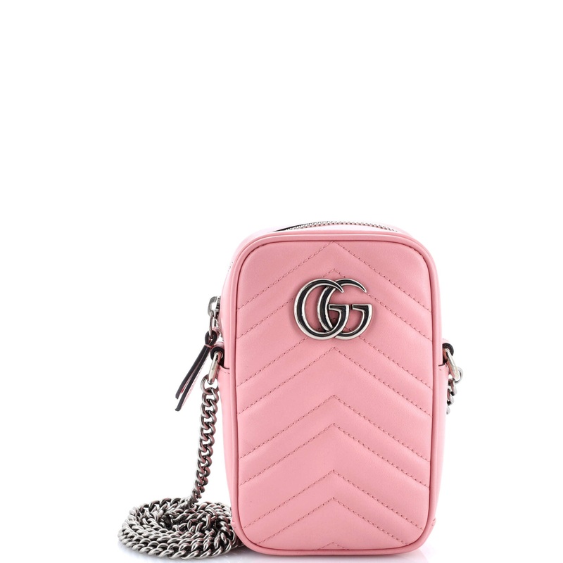 GG Marmont Vertical Phone Crossbody Bag Matelasse Leather Mini