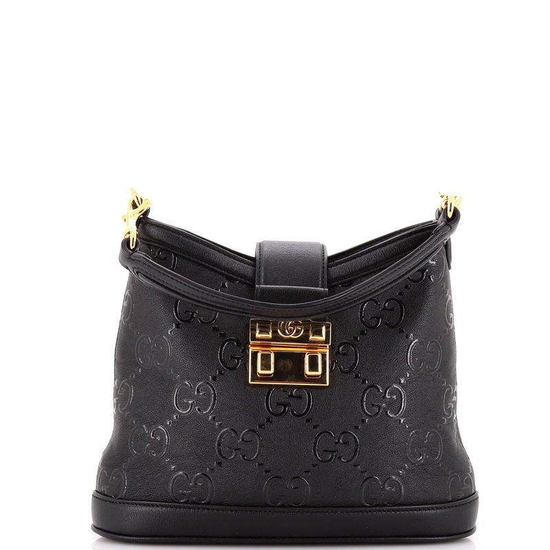 GG Padlock Shoulder Bag GG Embossed Leather Small