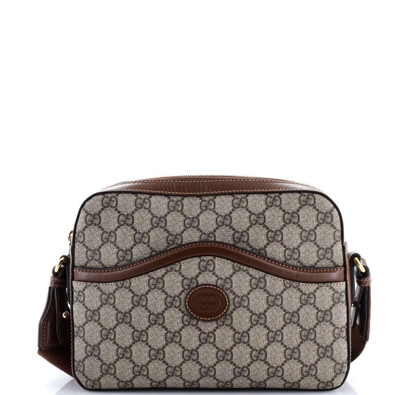 Interlocking G Patch Messenger Camera Bag GG Coated Canvas