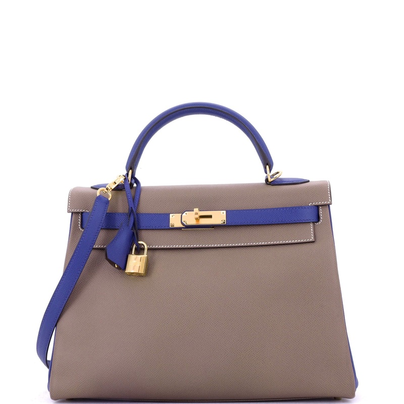 Kelly Handbag Bicolor Epsom with Gold Hardware 32