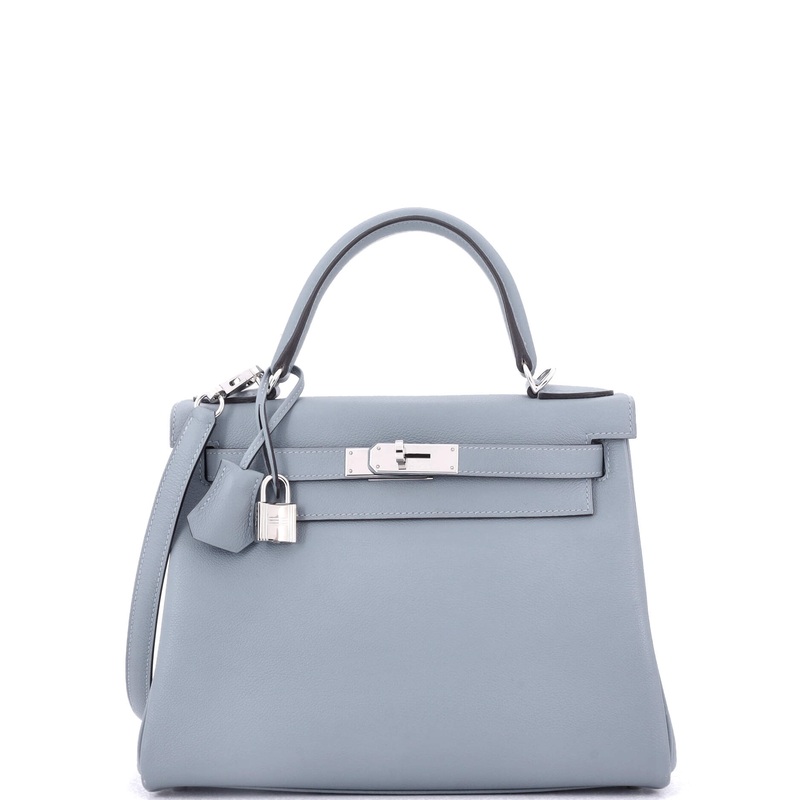 Kelly Handbag Bleu Lin Evercolor with Pallladium Hardware 28