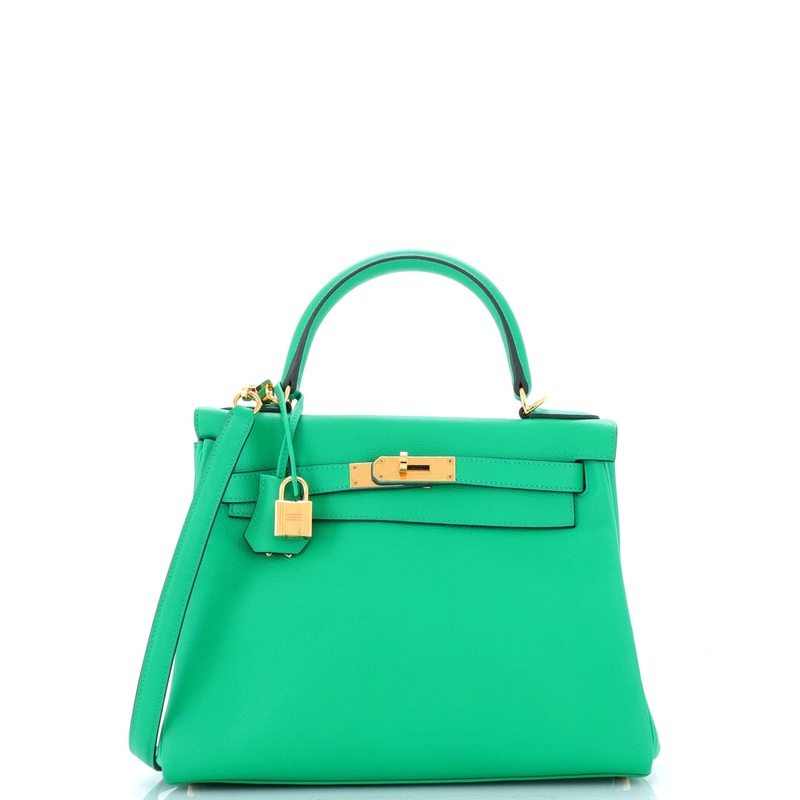 Kelly Handbag Menthe Evercolor with Gold Hardware 28