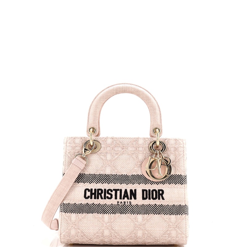 Lady D-Lite Bag Cannage Embroidered Raffia Medium