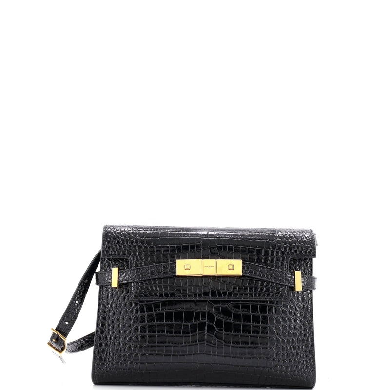 Manhattan Shoulder Bag Crocodile Embossed Leather Small