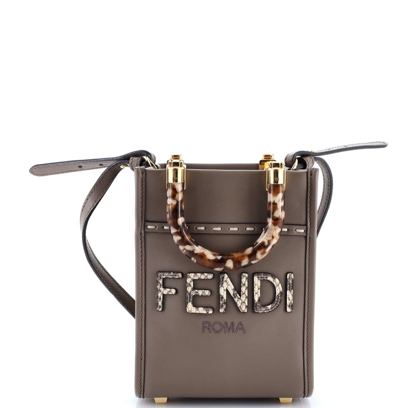 Sunshine Shopper Tote Leather with Snakeskin Mini
