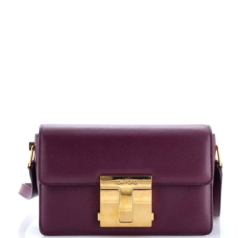 T Clasp Flap Shoulder Bag Leather Medium