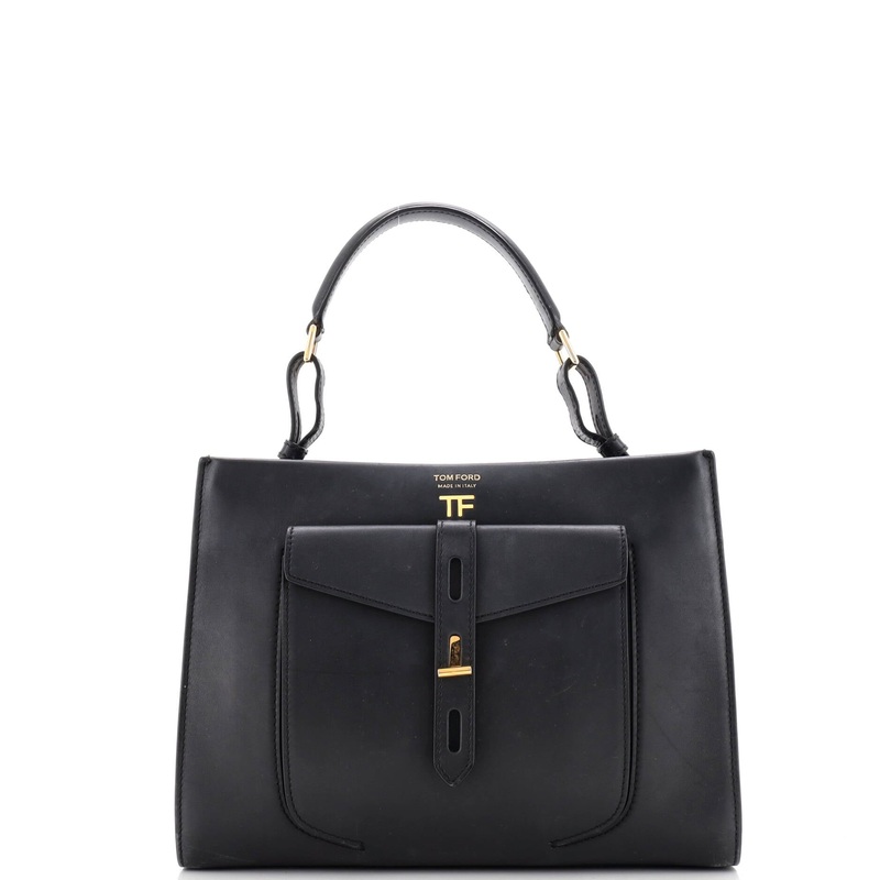 T Twist Top Handle Bag Leather Small