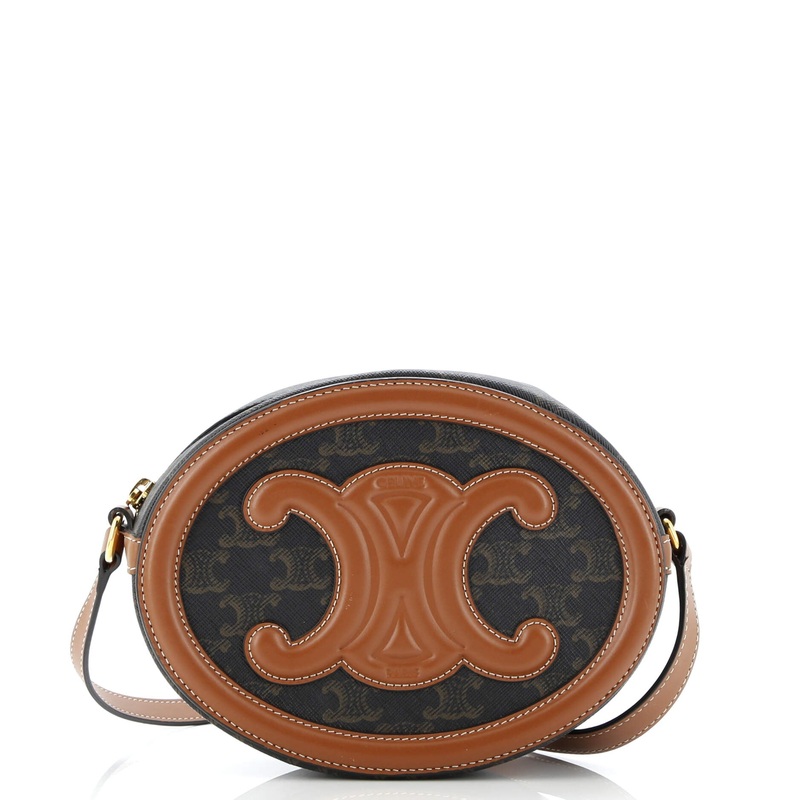 Triomphe Oval Crossbody Bag Triomphe Coated Canvas and Leather