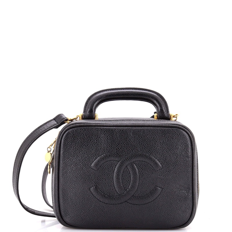 Vintage Timeless Zip Around Vanity Case Caviar Small