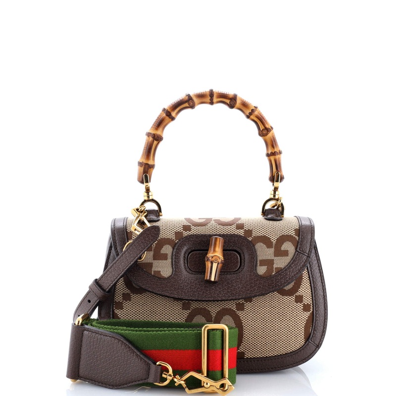 Bamboo 1947 Top Handle Bag Jumbo GG Canvas Small