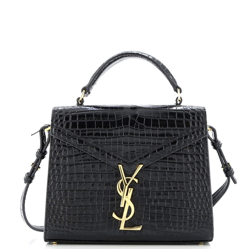 Cassandra Top Handle Bag Crocodile Embossed Leather Mini