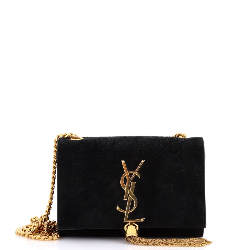 Classic Monogram Tassel Crossbody Bag Suede Small