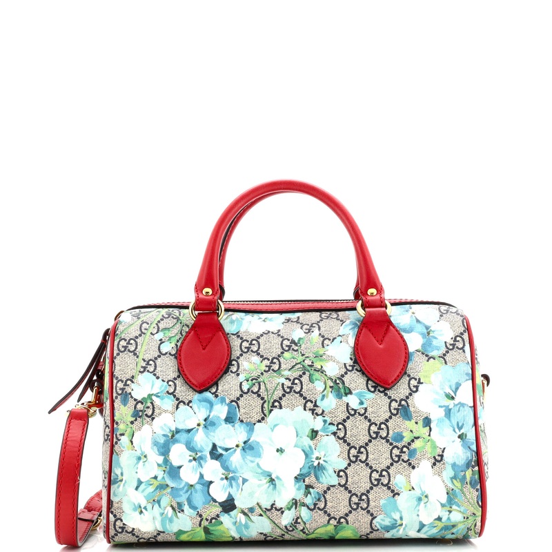 Convertible Boston Bag Blooms Print GG Coated Canvas Small