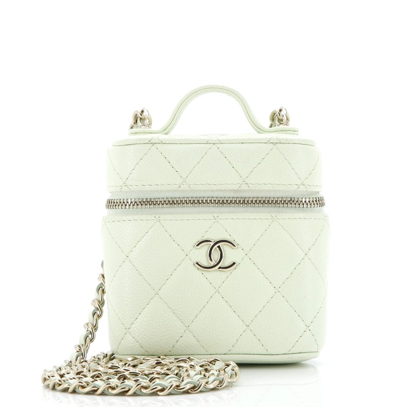 Handle with Care Vanity Case with Chain Quilted Caviar