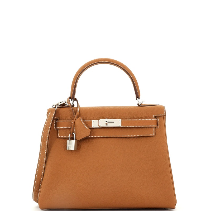 Kelly Handbag Gold Togo with Palladium Hardware 28