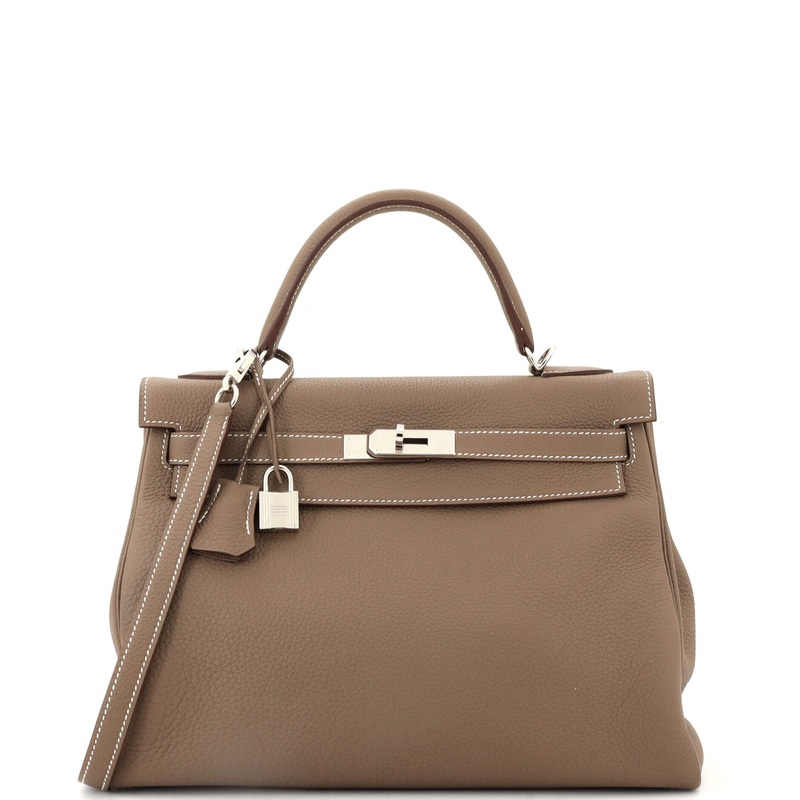 Kelly Handbag Grey Togo with Palladium Hardware 32