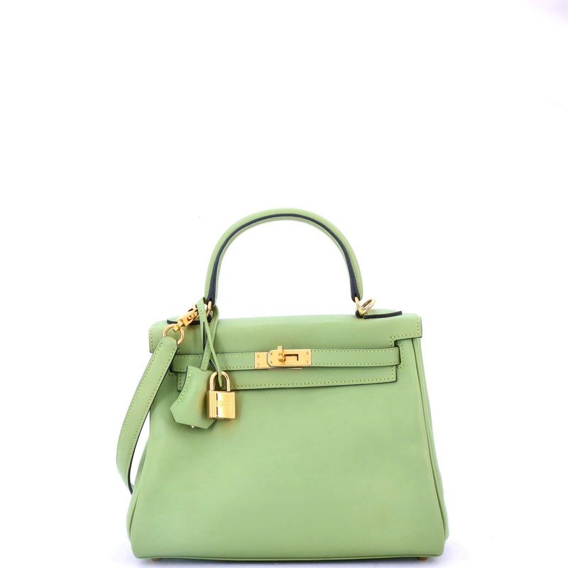 Kelly Handbag Vert Criquet Swift with Gold Hardware 25