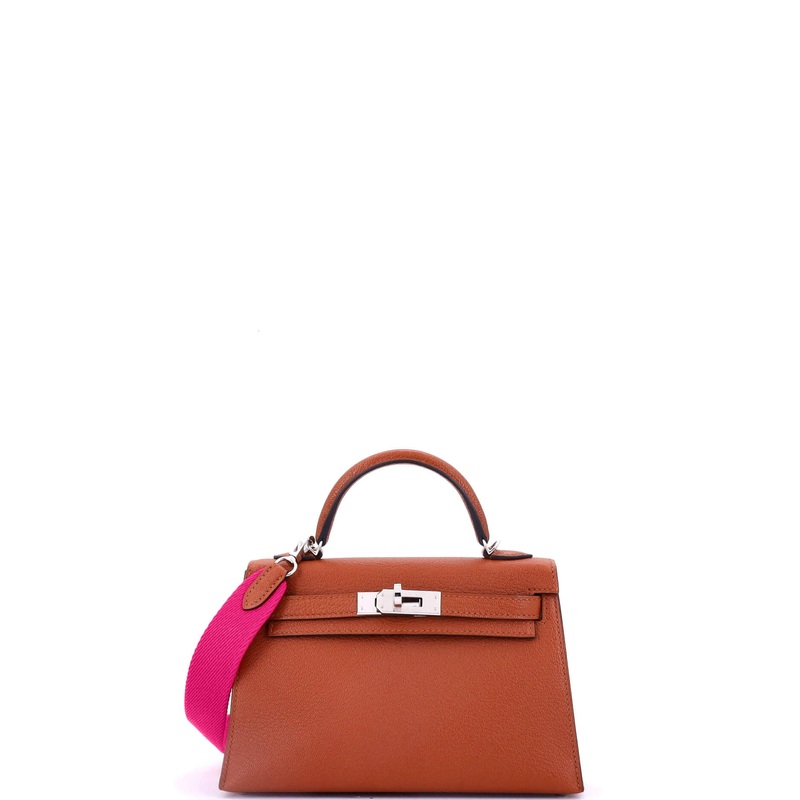 Kelly Mini II Amazone Handbag Brown Chevre Mysore with Palladium Hardware 20