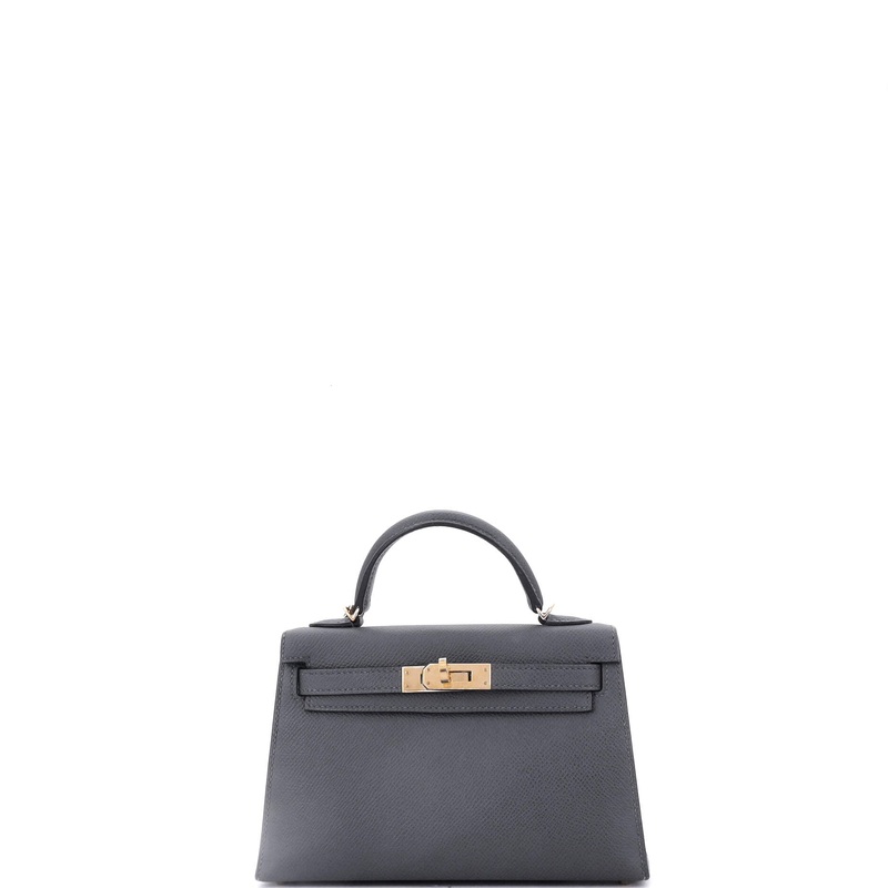 Kelly Mini II Bag Grey Epsom with Permabrass Hardware 20
