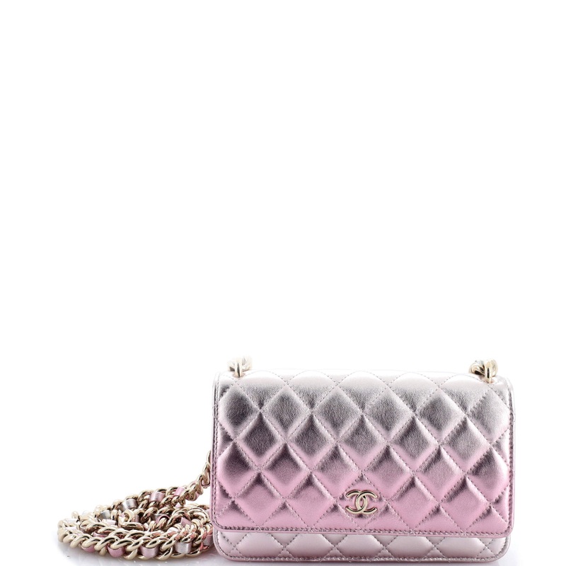 Like a Wallet Wallet on Chain Quilted Gradient Metallic Lambskin