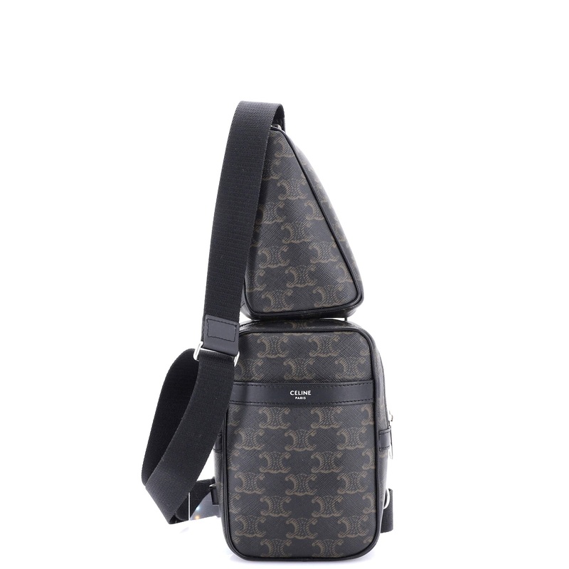 Multipocket Vertical Sling Bag Triomphe Coated Canvas