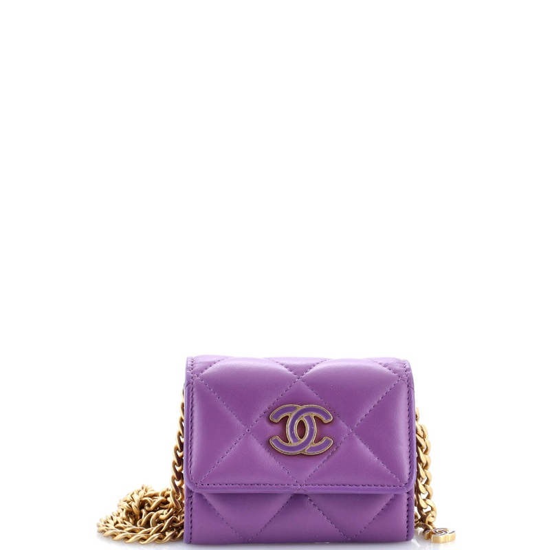 Pending CC Card Holder on Chain Quilted Lambskin