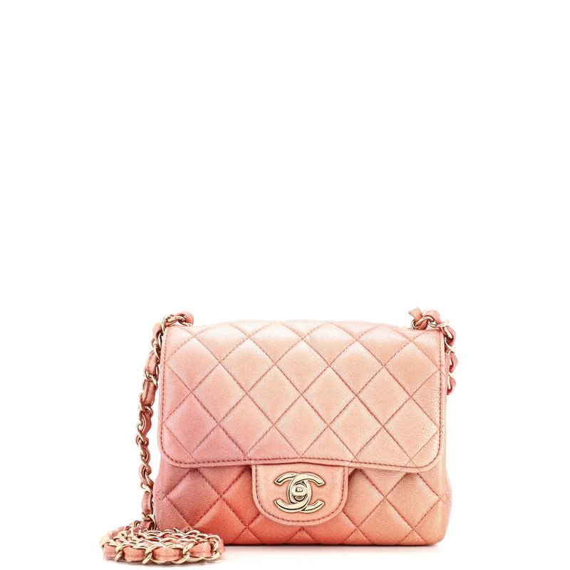 Square Classic Single Flap Bag Quilted Ombre Metallic Lambskin Mini