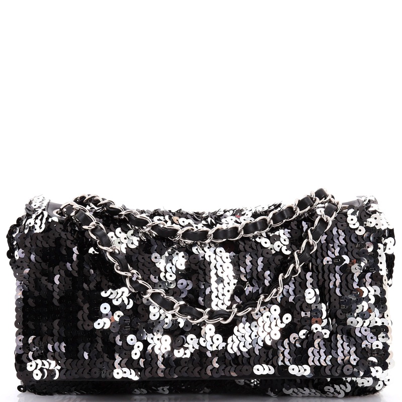 Summer Night Flap Bag Sequins with Leather Medium