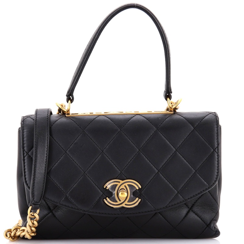 Trendy Spirit Top Handle Bag Quilted Lambskin Medium