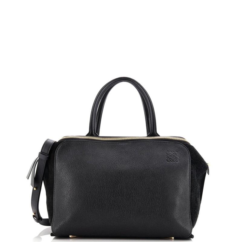 Triple Zip Convertible Tote Leather with Suede Medium