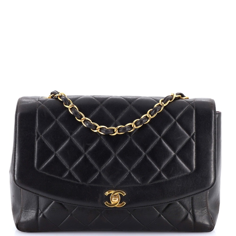 Vintage Diana Flap Bag Quilted Lambskin Large