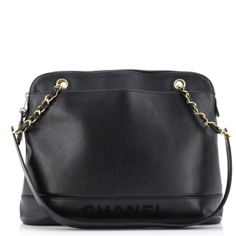 Vintage Logo Chain Tote Caviar Large