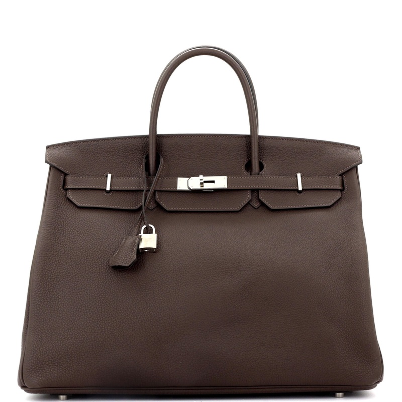 Birkin Handbag Ebene Togo with Palladium Hardware 40