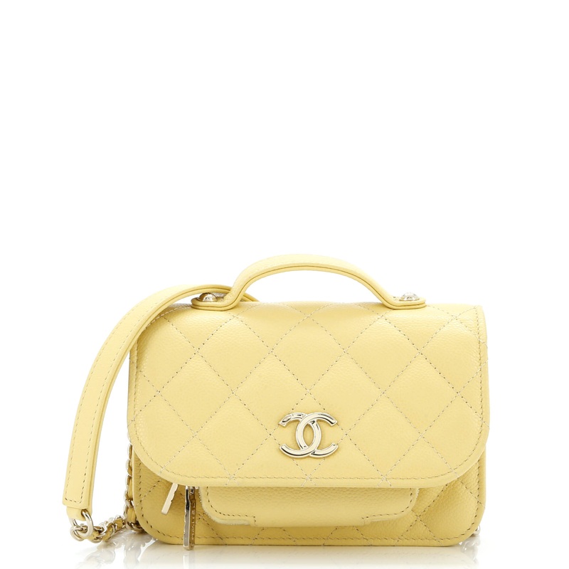 Business Affinity Flap Clutch with Chain Quilted Caviar
