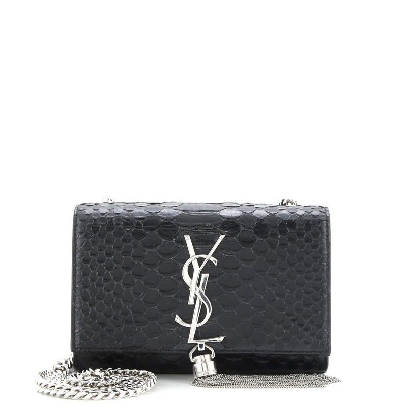 Classic Monogram Tassel Crossbody Bag Python Embossed Leather Small